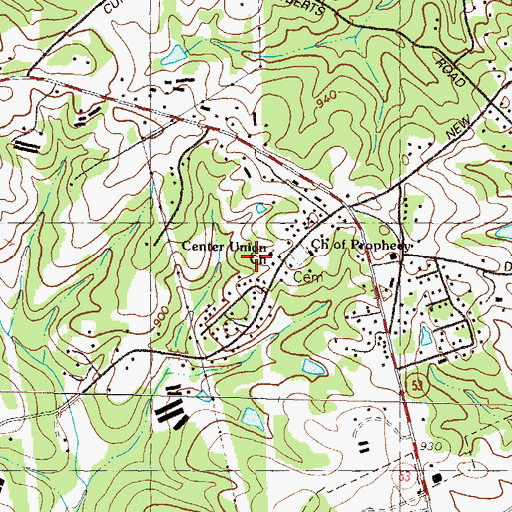 Topographic Map of Center Union Church, GA