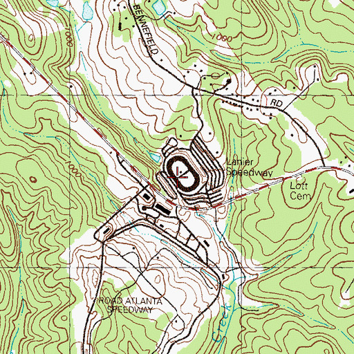 Topographic Map of Lanier Speedway, GA