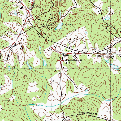 Topographic Map of Lighthouse Church, GA