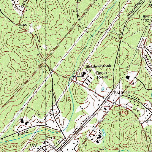 Topographic Map of Shadowbrook Church, GA