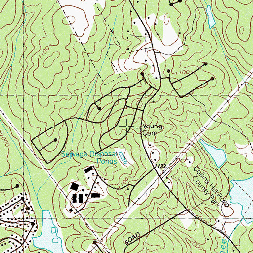 Topographic Map of Young Cemetery, GA
