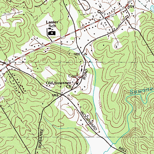 Topographic Map of Suwanee Community Cemetery, GA