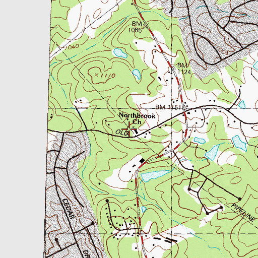 Topographic Map of Northbrook Church, GA
