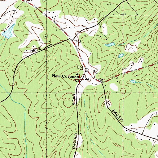 Topographic Map of New Covenant Church, GA