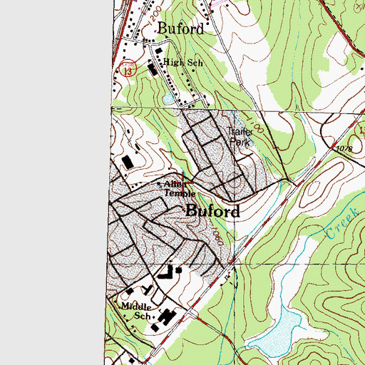 Topographic Map of Allen Temple, GA