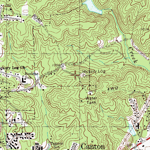 Topographic Map of Hickory Log Cemetery, GA