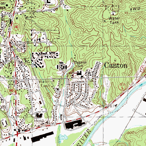 Topographic Map of Tippens School, GA