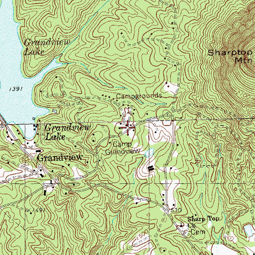Topographic Map of Camp Grandview, GA