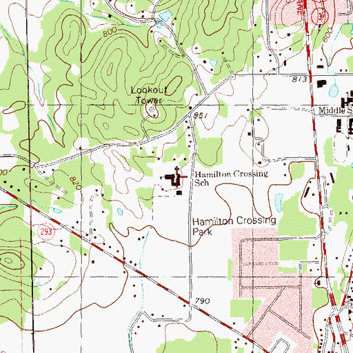 Topographic Map of Hamilton Crossing Elementary School, GA