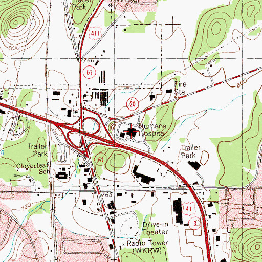 Topographic Map of Cartersville Medical Center, GA