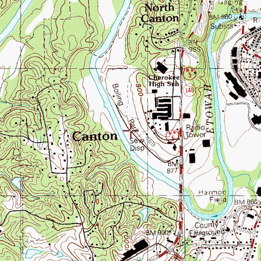 Topographic Map of Boling Park, GA