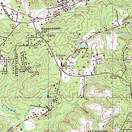Topographic Map of Grace Church, GA