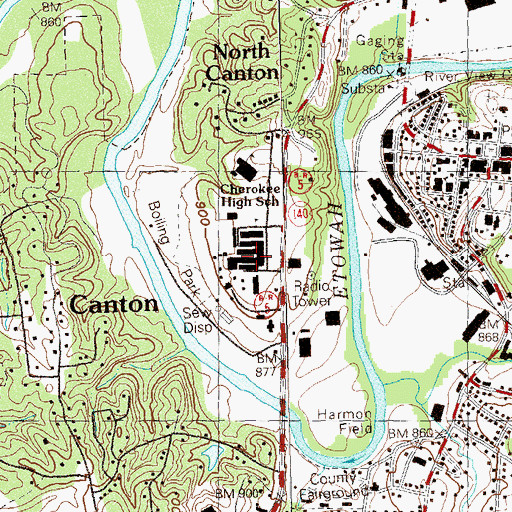 Topographic Map of Cherokee High School, GA