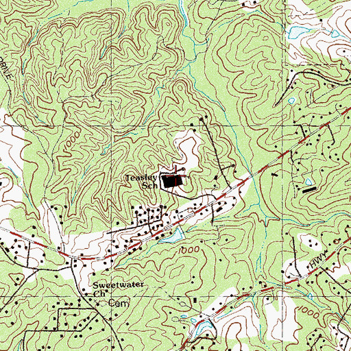 Topographic Map of Teasley Middle School, GA