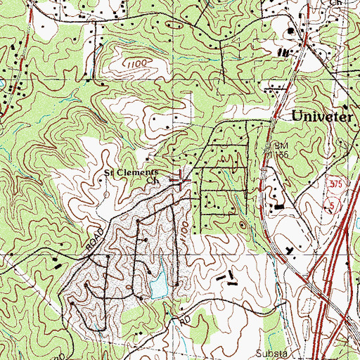 Topographic Map of Saint Clements Church, GA