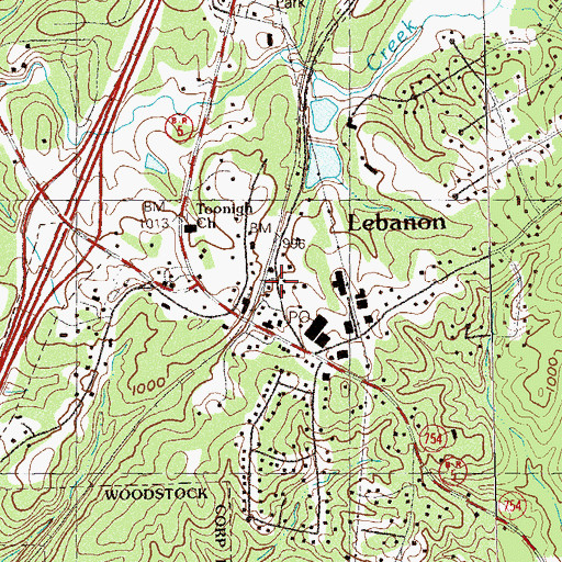 Topographic Map of Lebanon United Methodist Church, GA