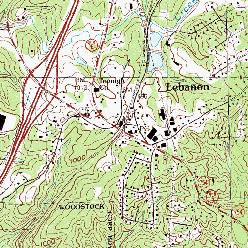 Topographic Map of Toonigh Baptist Church, GA