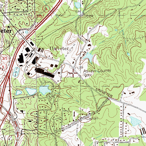 Topographic Map of Kenney Askew County Park, GA
