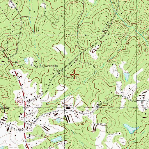 Topographic Map of New Covenant Church, GA