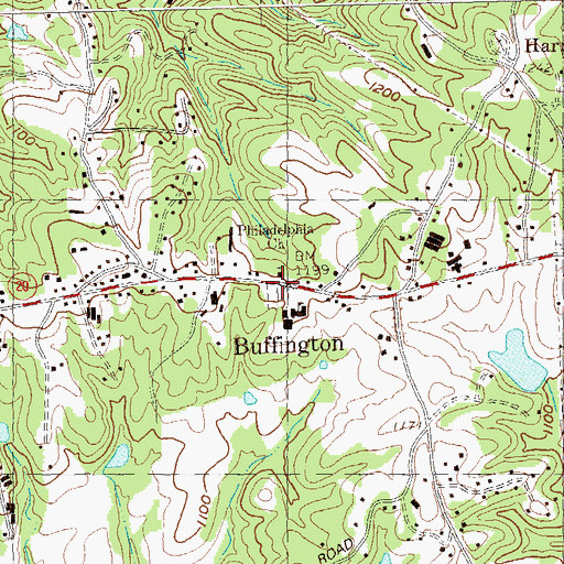 Topographic Map of Philadelphia Church, GA