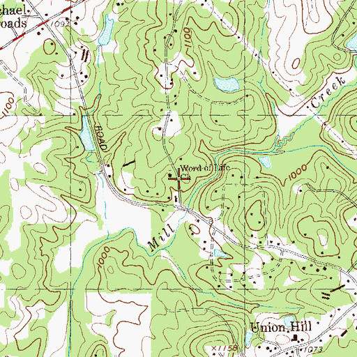 Topographic Map of Word of Life Church, GA