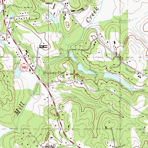Topographic Map of Hickory Flat Church of God, GA
