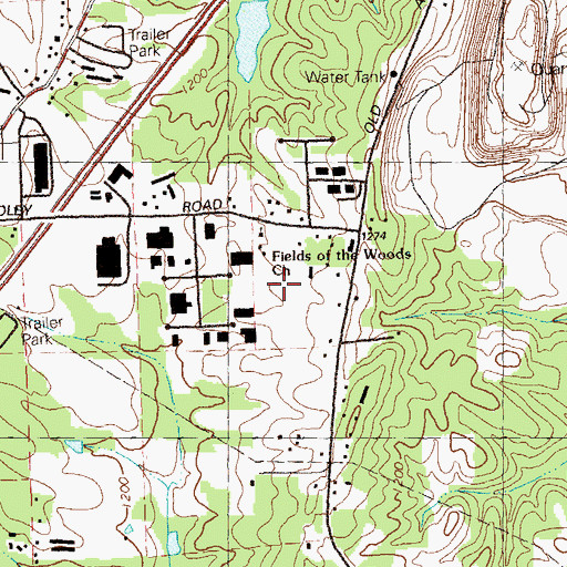 Topographic Map of Fields of the Woods Church, GA