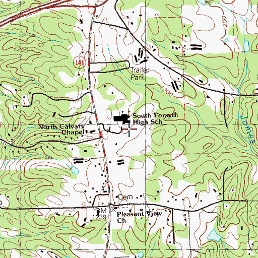Topographic Map of South Forsyth High School, GA