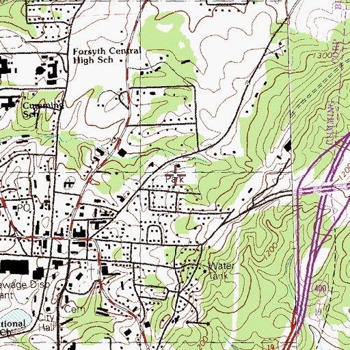 Topographic Map of Cumming City Park, GA