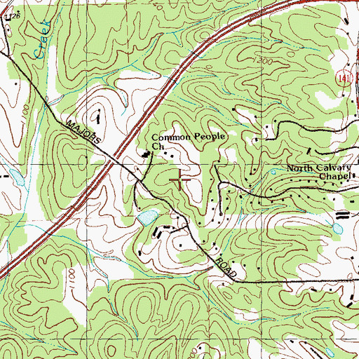 Topographic Map of Common People Baptist Church, GA