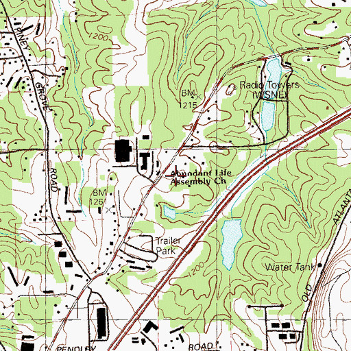 Topographic Map of Abundant Life Assembly Church, GA