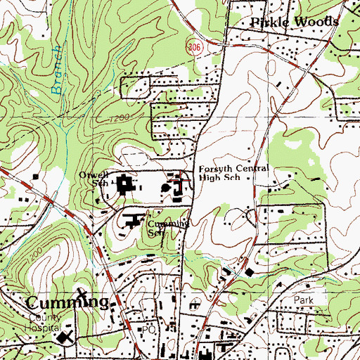Topographic Map of Forsyth Central High School, GA