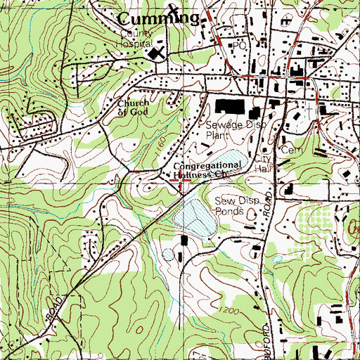 Topographic Map of Congregational Holiness Church, GA