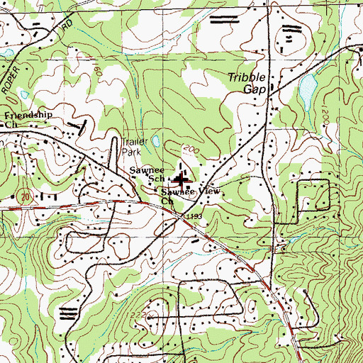 Topographic Map of Sawnee Elementary School, GA