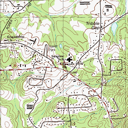 Topographic Map of Sawnee View Church, GA