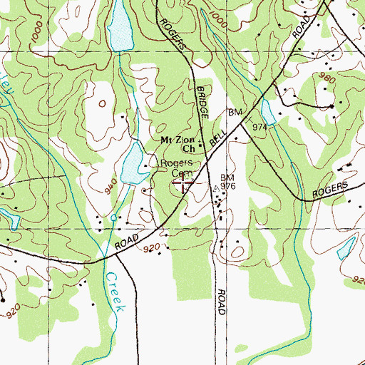 Topographic Map of Rogers Cemetery, GA