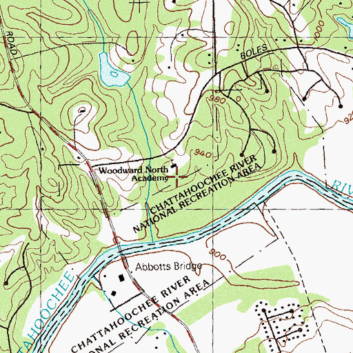 Topographic Map of Woodward Academy North, GA