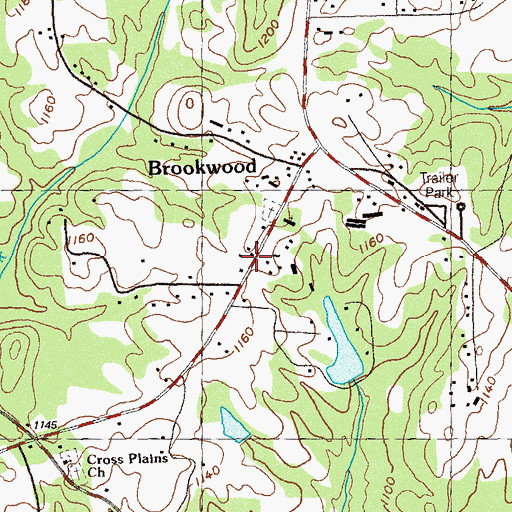 Topographic Map of Brookwood Church, GA