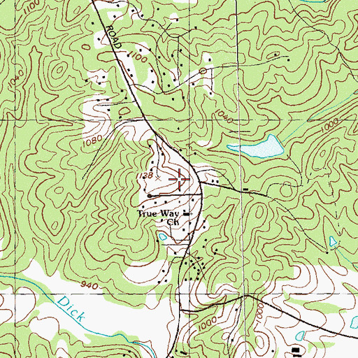 Topographic Map of True Way Church, GA