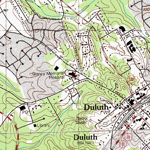 Topographic Map of Glancy Rehabilitation Center, GA