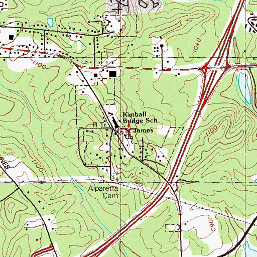 Topographic Map of Saint James Church, GA