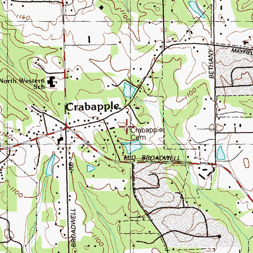 Topographic Map of Crabapple Baptist Cemetery, GA