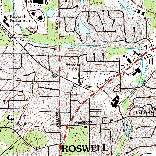 Topographic Map of Woodstock Park, GA