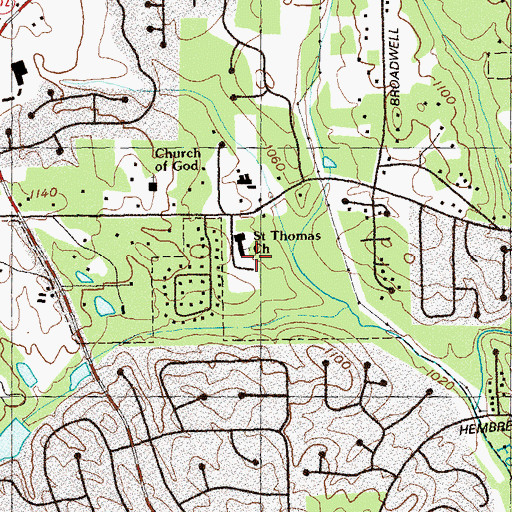 Topographic Map of Saint Thomas Church, GA