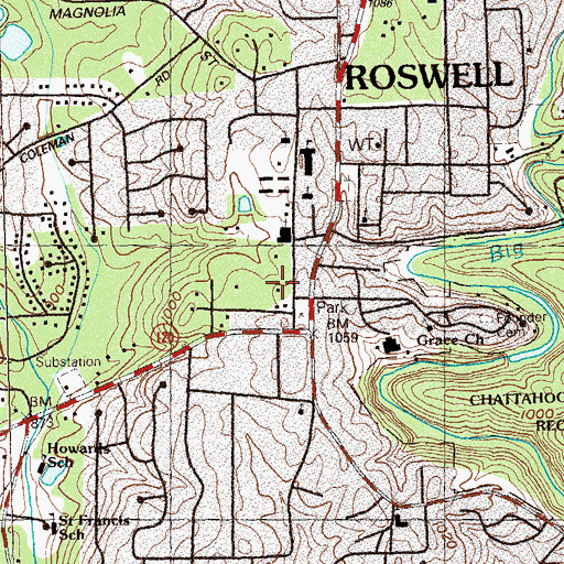 Topographic Map of City Square Park, GA