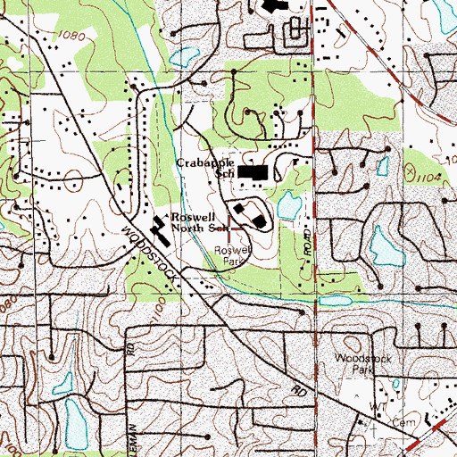 Topographic Map of Roswell Park, GA