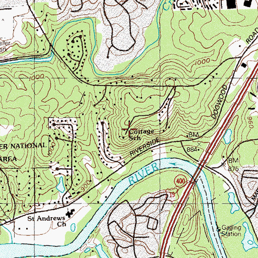 Topographic Map of Cottage School, GA