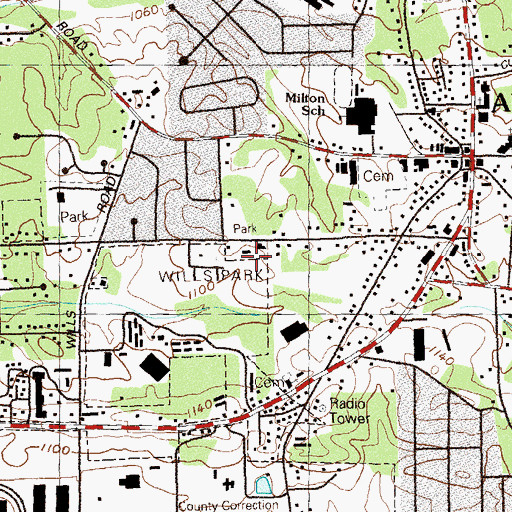 Topographic Map of Alpharetta City Park, GA