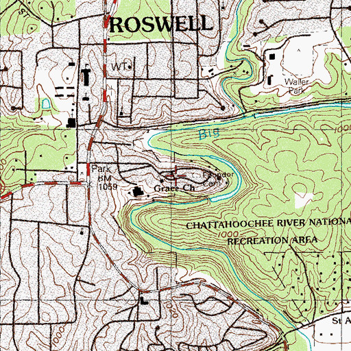 Topographic Map of Grace Church, GA