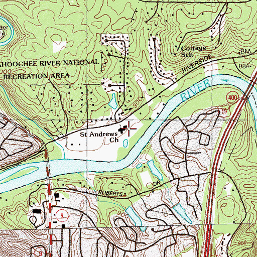 Topographic Map of Saint Andrews Church, GA